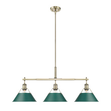 Golden Canada 3306-LP AB-GN - Yep by Golden Lighting Orwell 3-light Island Light in Aged Brass and Pine Green shade